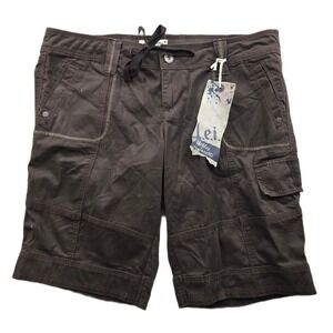L.E.I. Cargo Shorts Womens Junior 15 Brown Cotton Utility Ashley Trouble NEW